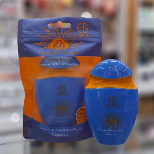 کرم ضد آفتاب استلین پوست خشک اصل SPF60 آبرسان و روشن کننده 75 گرم | ESTELIN Ultra light & Moisturizing SUNSCREEN spf60